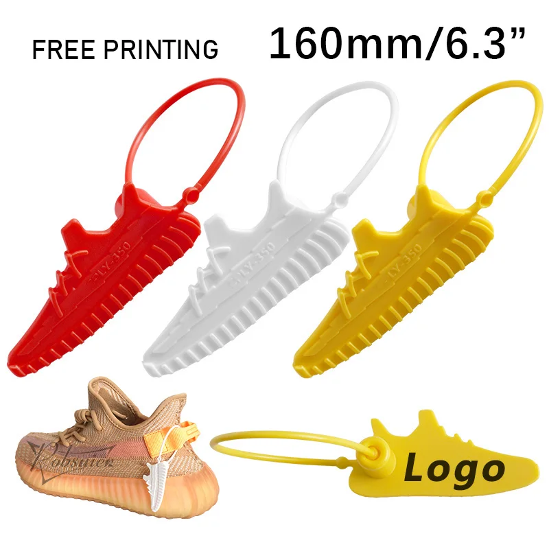 100 Custom Printed Shoe Tags Disposable Off Plastic White Brand Logo Gift  Hang Label Tag For Sneakers Yeezy 350 Shoes 160mm/6.3