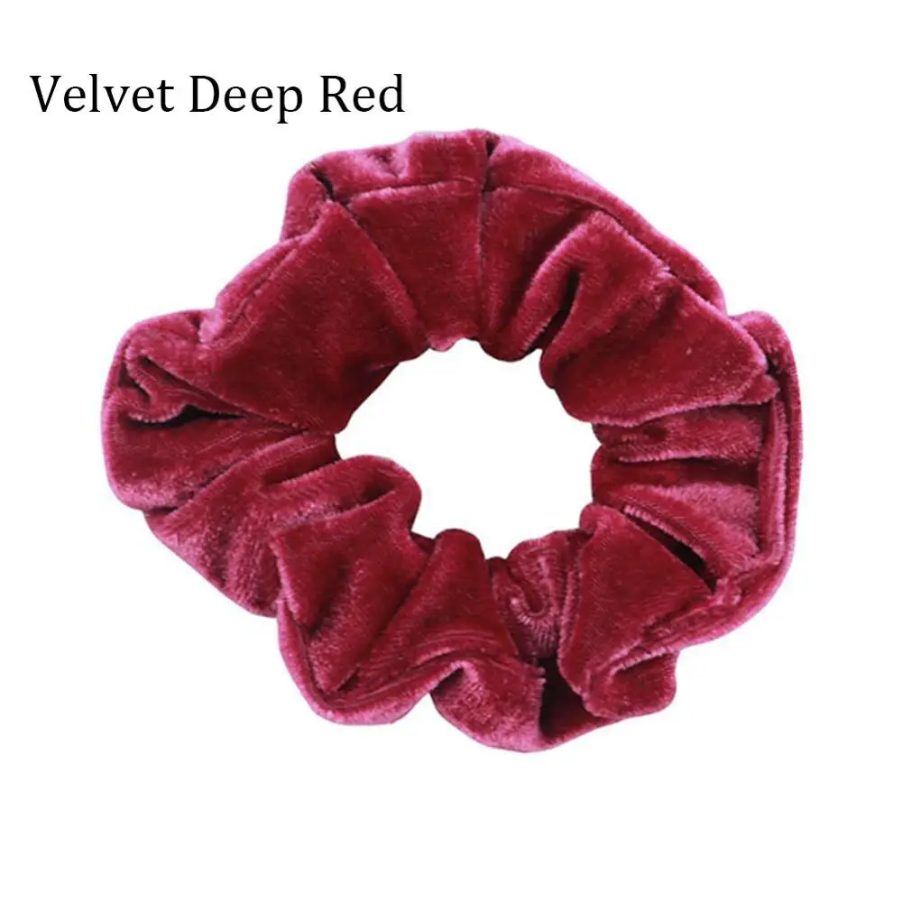 Velvet deep Red Атласные/бархатные резинки для волос, женские эластичные резинки для волос, головные уборы для девушек, яркий цвет, Шелковый конский хвост, держатель, аксессуары для волос - Цвет: Velvet deep Red