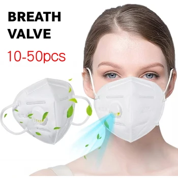 

10/50pcs individual package with breathing valve Dustproof Anti-fog And Breathable Face Mask Filtration Mouth Masks Muffle Cover