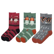 Повседневные забавные женские носки из хлопка высокого качества, 3 пары в партии