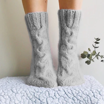 

Woman Socks Knitted Girls Casual Socks Thickless Knee Socks Stocking Women Winter Warm Thick Knitting Socks For Autumn Winter