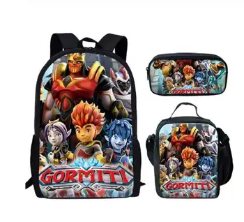

Gormiti School Bags Set 3Pcs Schoolbag for Kids Boys Girls Children Backpack Student Bookbags Child Pencil Book Bag