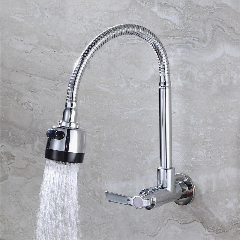 Grifo de la cocina montado en la pared lavabo grifo giratorio Grifo de Agua Fría Palanca única tubería Flexible de hogar Baño lavabo grifo