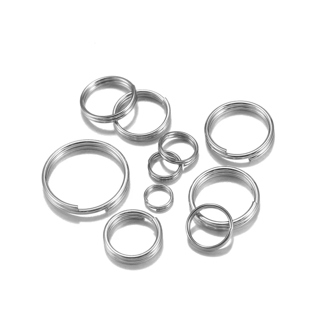 50/100 pz/lotto 5-15mm in acciaio inox apri doppi anelli di salto per chiave fai da te doppi anelli divisi connettori per la fabbricazione di gioielli 3