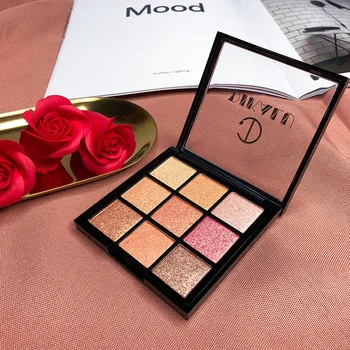 

9 Colors Eyeshadow Palette Makeup Cosmetics Diamond Glitter Metallic Nude Eyeshadow Powder Creamy Pigmented Mini Shadow TSLM2