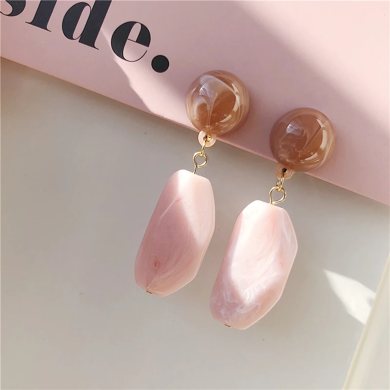 Pink Acrylic Resin Long Earrings Retro Fashion Girls Lovely And Sweet Stud Women Jewelry Gift Accessories | Украшения и