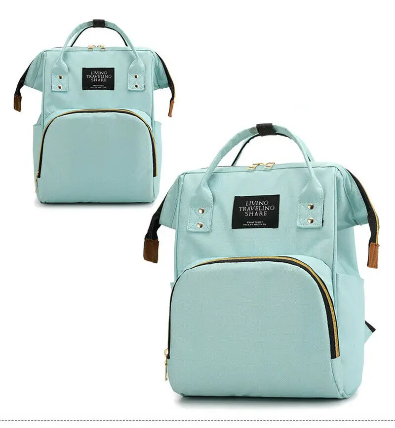 Зеленый New Capacity Mummy Maternity Bag Diaper Baby Bag Multifunctional Nursing Bag Backpack Baby Care Mom Convenient - Цвет: Зеленый