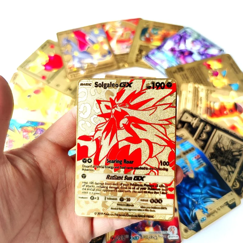 Pokemon Metal Card Solgaleo GX HP 190 Gold Card Trade Card