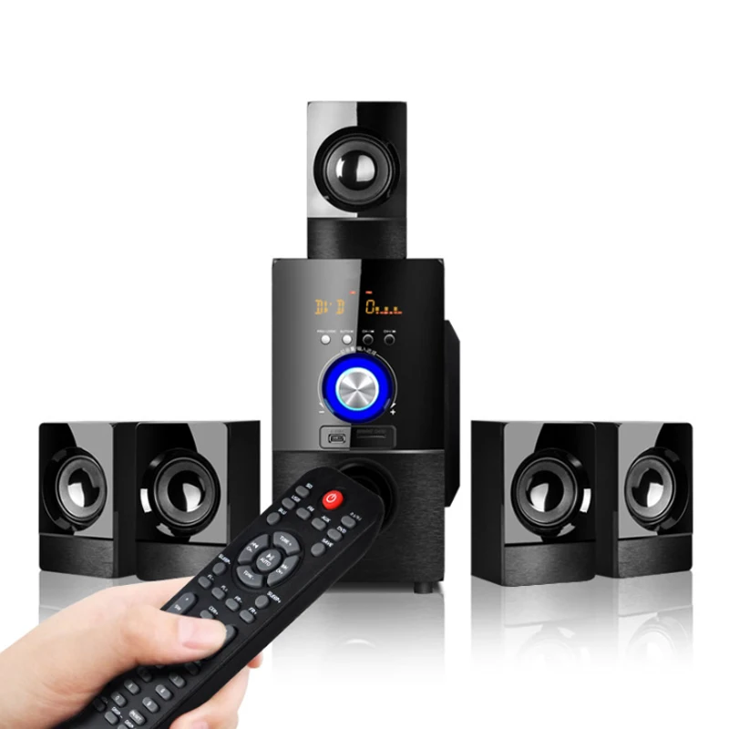 5.1 Channel Home Theater TV Speaker System, Bluetooth-compatibleUSBSDFM Radio Remote ，Subwoofer Wood Audio Speakers