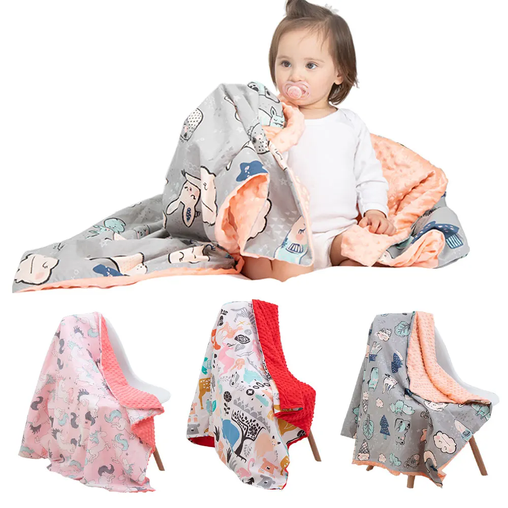

HereNice Baby Swaddle Up Cartoon Blankets Newborn Soft Pure Cotton Blanket Boy Girl Infant Children Cute Stroller Quilt