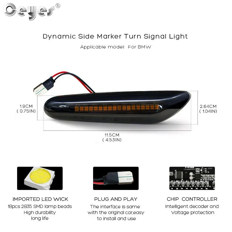 Ceyes-�ڵ��� ���� Led ���� ����, ���̳��� ���̵� ��Ŀ, ���� ���õ�, Bmw E90, E60, E36 ��, �ڵ� ���� ������ �׼�����, 2 ��