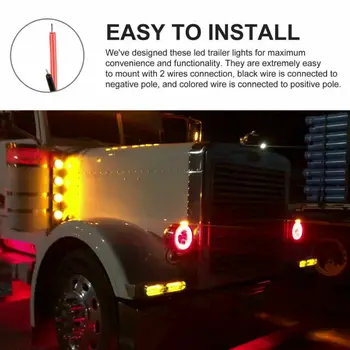

10Pcs Car Side/Fender Marker Light With Screws 12V-24V LED 2.5\" Red Universal Surface Clearance Truck Side Marker Lights