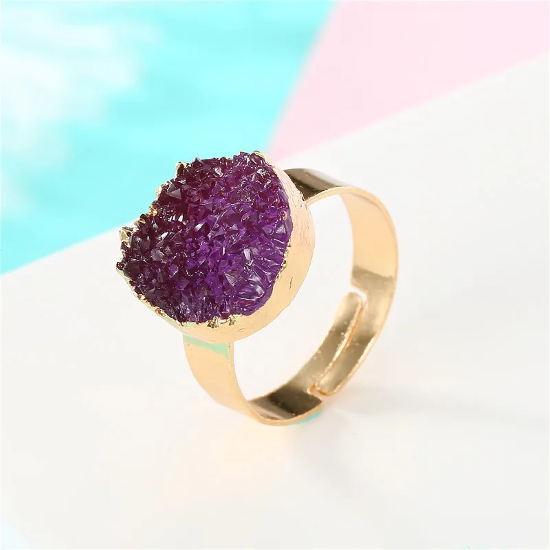 BELLAHYDIARY, круглая, розовая, зеленая, фиолетовая смола, регулируемое кольцо для женщин, подарки, свадебные кольца для женщин, аксессуары, ювелирное изделие R32 - Цвет основного камня: Color 3