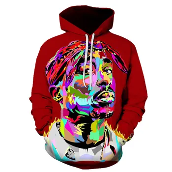 

2019 New Pullover Hip Hop Rock Singer Men Women Sweatshirt Hoodies 3D Print 2pac Tupac Shakur Long Sleeve Clothing Plus Music