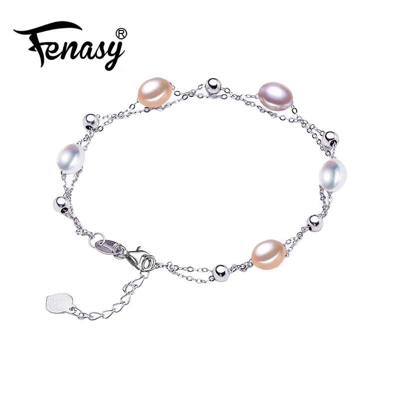 Женский многослойный браслет FENASY белый розовый фиолетовый из натурального
