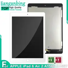9.7 "lcd para apple ipad ar 2 ipad 6 a1567 a1566 display lcd completo com tela de toque digitador assembléia painel completo + adesivo(China)