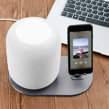 

Wireless Bluetooth Speaker Aluminium Alloy Stable Table Organizer Speaker Phone Stand Holder for Apple HomePod and Smartphones