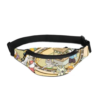 

Kawaii Neko Atsume Cat Running Waist Bag girls Printing Your Own Design Hip Belt Fanny Pack Women Phone Pouch Unisex Chest Bag