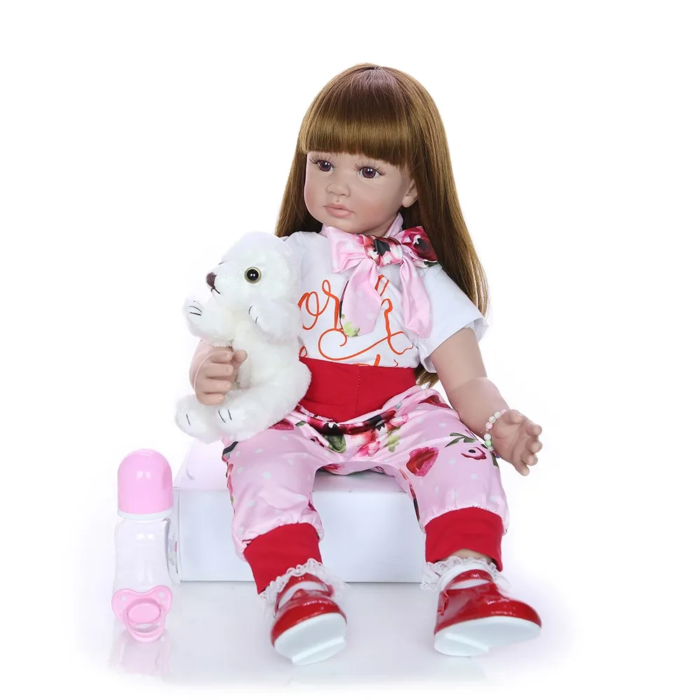 Модная 24 дюймовая кукла-реборн 60 см, силиконовая Мягкая Реалистичная кукла принцессы для девочек, кукла для детей, этническая кукла, подарок на день детей