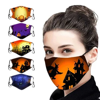 

Halloween Print Face Mask 5PC Protection Mask for face Dust Protection Mask Washable Earloop Mouth Cover Mascarillas Masque