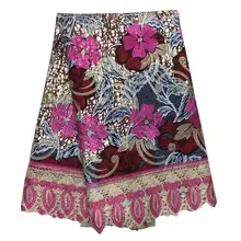 Гипюровая кружевная ткань, вышитая Высококачественная африканская восковая кружевная ткань со шнуром, швейцарское кружево с водой для платья 91106