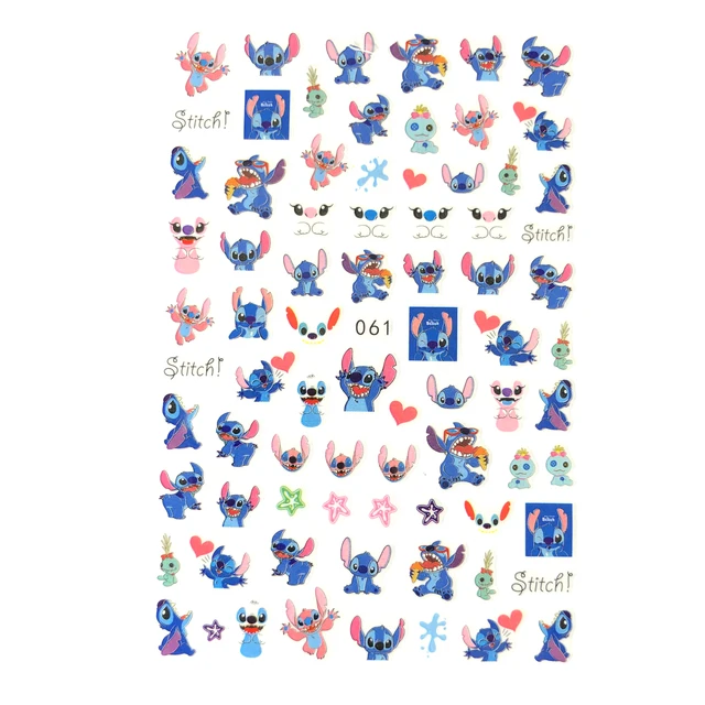 1PCS Disney Cartoon Anime Collection Star Design Nail Sticker Mickey Mouse Donald Duck Lion King Mermaid Stitch Nail Slider EB061