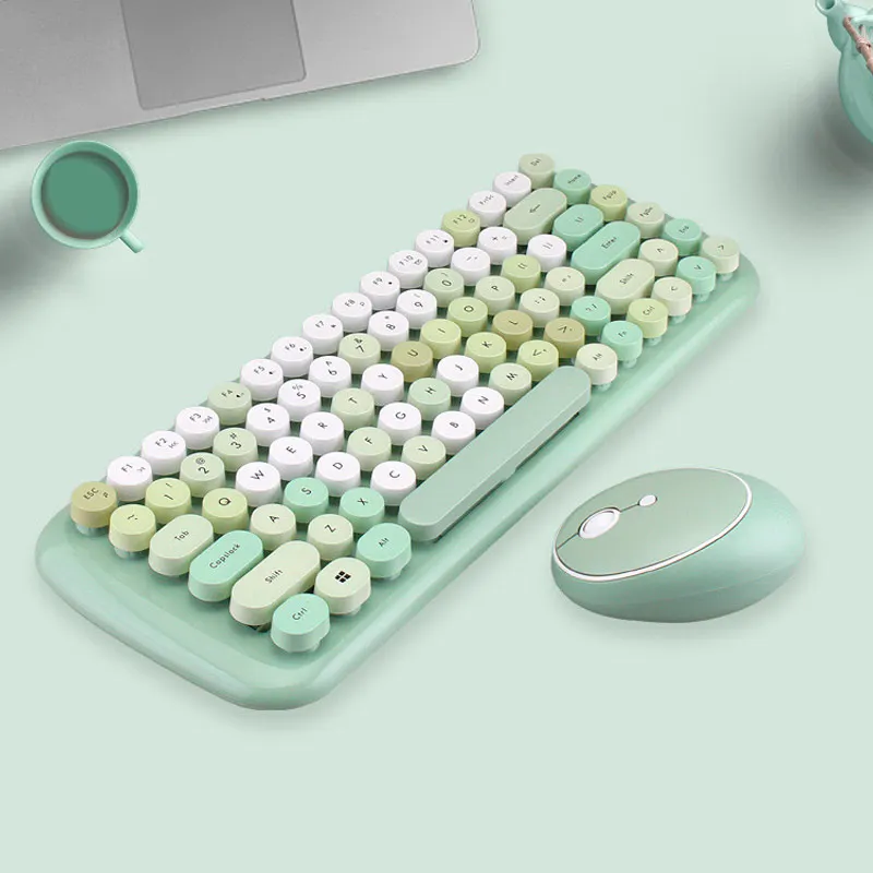 Desktop Wirless Bluetooth Keyboard And Mouse Combo 84 Keys Waterproof Retro Punk Gaming Keyboards For PC MAC