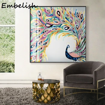 

Colorful Peacock Print Poster Wall Pictures Home Decor ,Watercolor Peacock Canvas Art Painting Living Room Modern Decoration