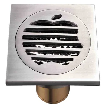 

10*10cm Apple Floor Drain Chrome Finish Anti-odor Shower Waste Water Shower Strainer Bathroom Accessories Brushed Nickel Brass