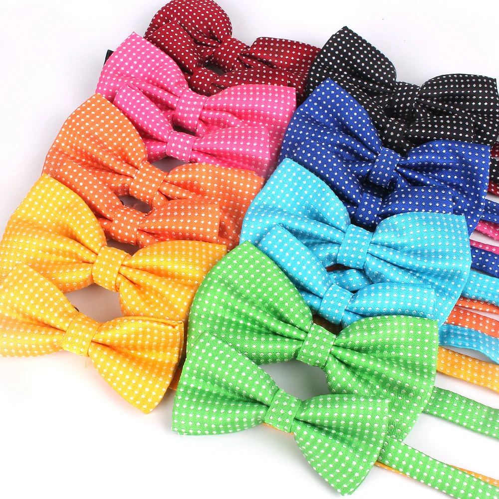 Dots Children Bowtie Fashion Neckwear Adjustable Unisex Bow Tie for Boy and Girl Polyester Pre-Tied bow tie