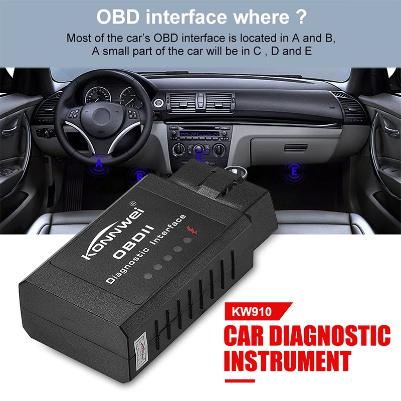 Vehemo для KONNWEI KW910 автоматический диагностический инструмент Bluetooth V1.5 универсальный OBD2 сканер для Android код ридер