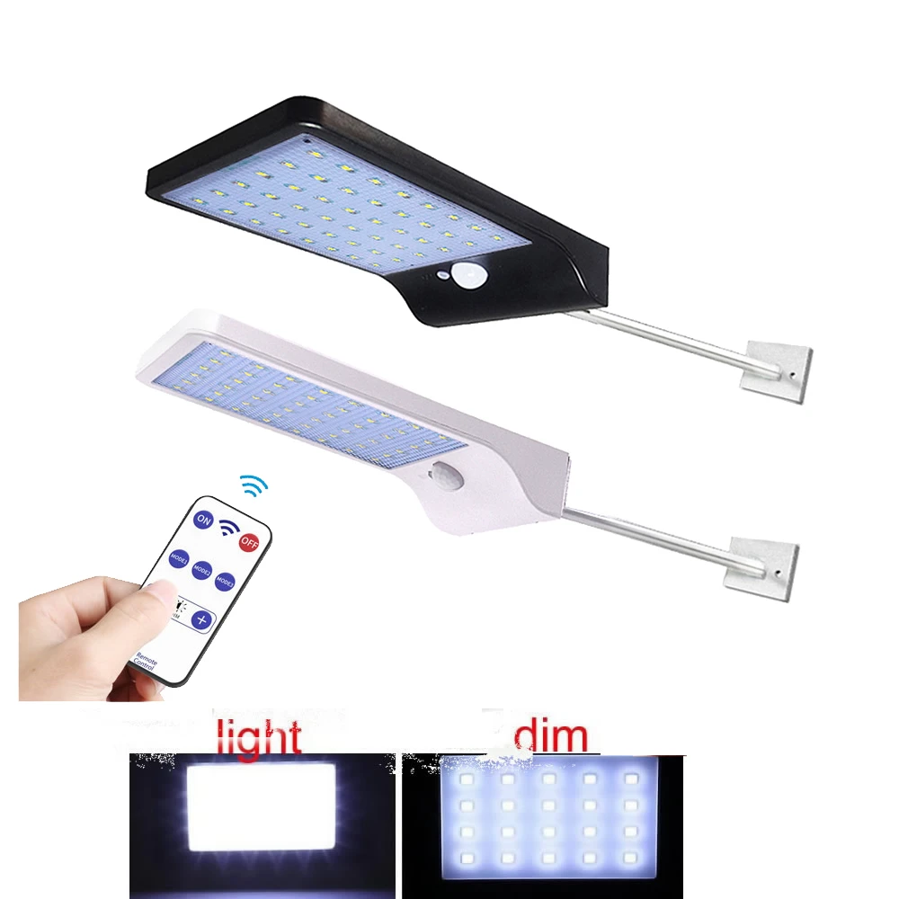 

remote 48/36 LED PIR motion sensor Solar Street light 3 mode Outdoor wall spot flood lamp Waterproof metal pole Yard Path garden