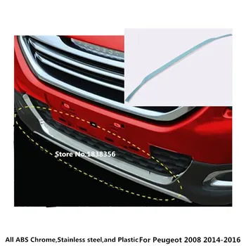 

For Peugeot 2008 2014 2015 2016 car styling cover protect detector Stainless steel trim Front up Bottom Grid Grill Grille 1pcs