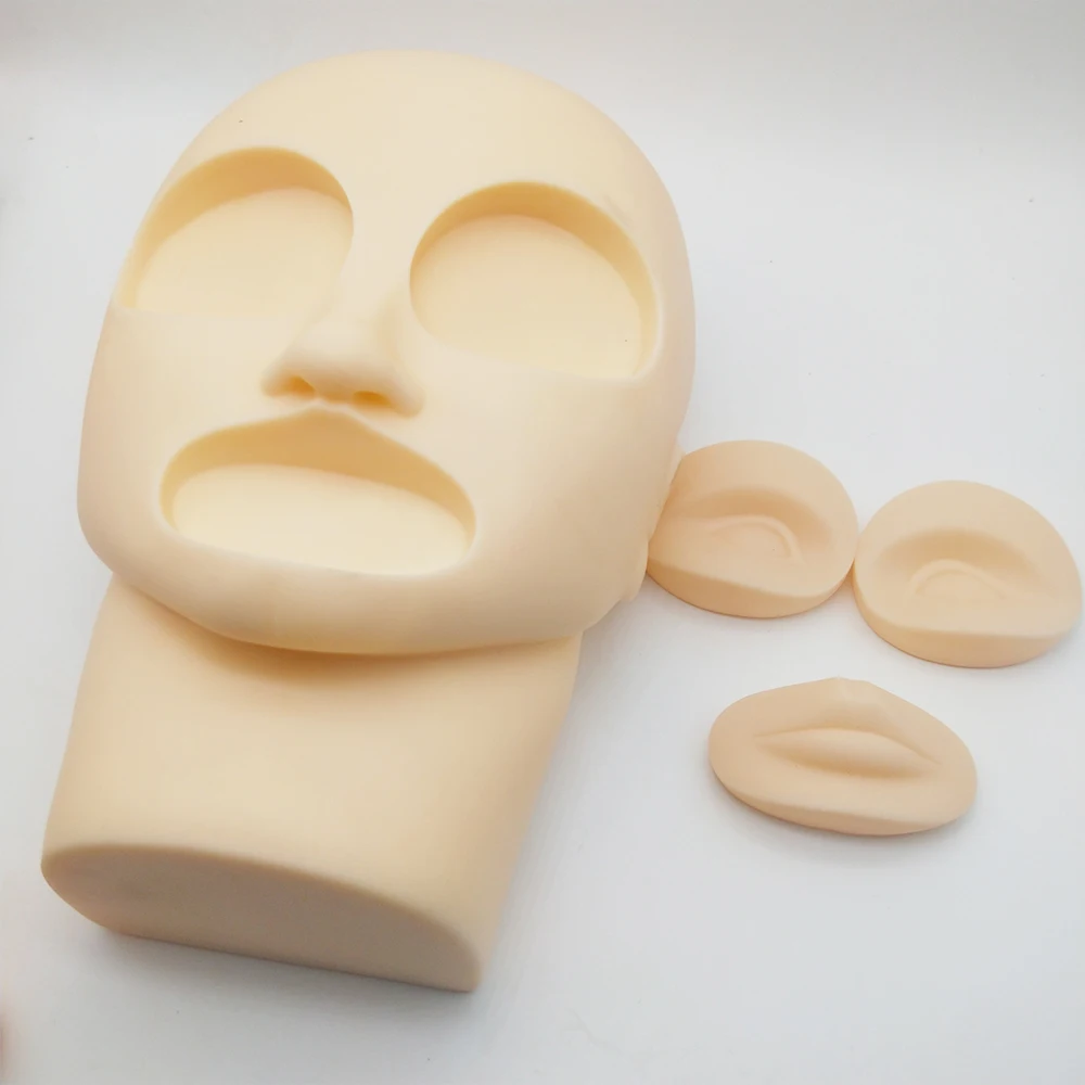 3D практика кожи голова-манекен для практики с еще один набор Перезаряжаемые губ и глаз для перманентного макияжа