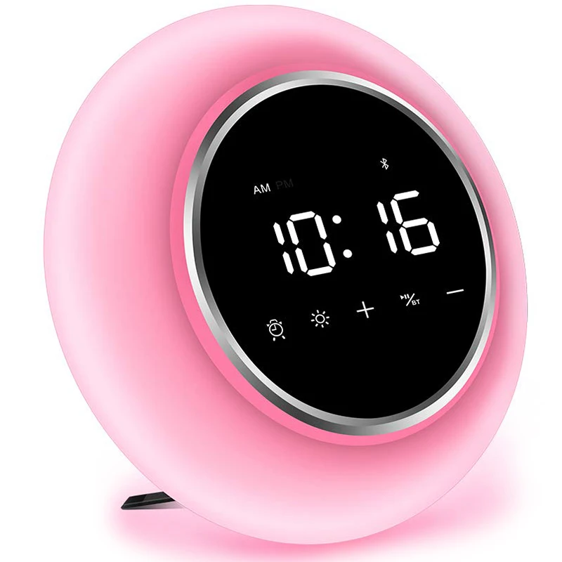 

Wake Up Light Alarm Clocks, Bluetooth Speakers, Kids Sleep Aid Snooze Function 9 Colors Night Light for Bedrooms, Music Player C