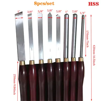 Best 8pcs/set HSS Woodworking Turning Tool Set HSS Lathe Chisel Set High Speed Steel Semicircle Knife Hand-held Wooden Turning Tool