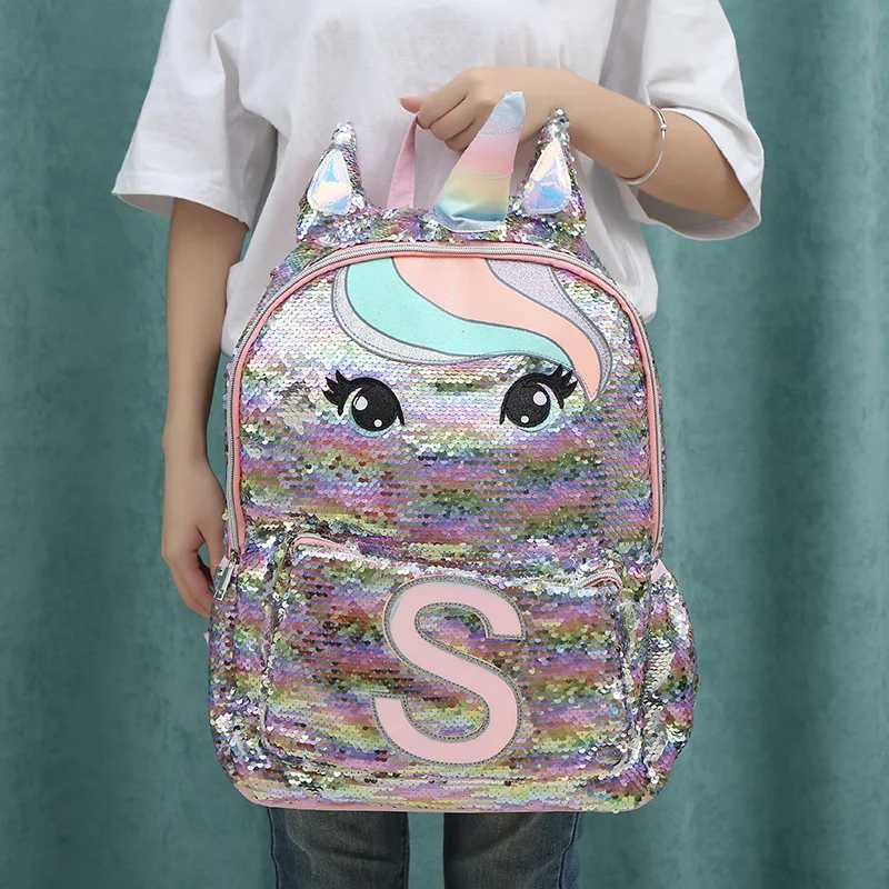 Sequin Unicorn школьные сумки большой емкости Рюкзаки с единорогом для девочек розовый Mochila Escolar Детский рюкзак детские школьные сумки
