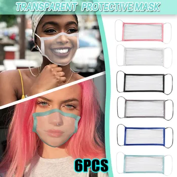 

6pc Protective Face Shield Reuseable Breathable Mouth Cover Face Masks Washable Mouth Mask Ear Hook Outdoor visible mascarillas