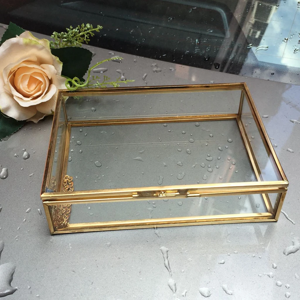 Glass House Terrarium Geometric Container Planter Wedding Card Box Candle Table Decor - 13 x 13 x 8cm