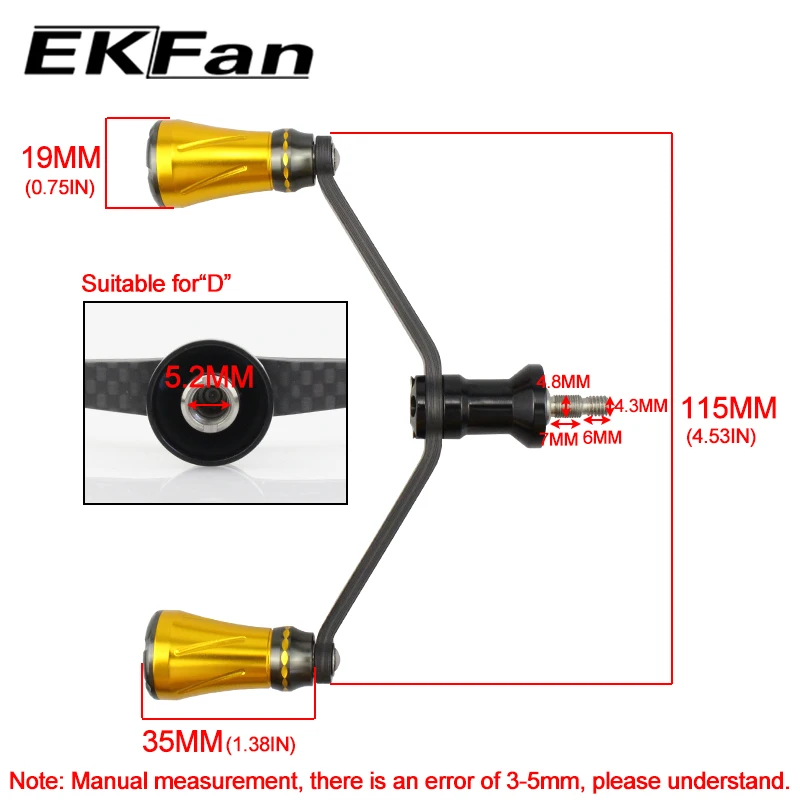 kawa Fishing Reel Handle Carbon Fiber With Alloy Knob For Shimano Reel  Double Handle Weight 45.9g DIY Fishing Tackle Accessory