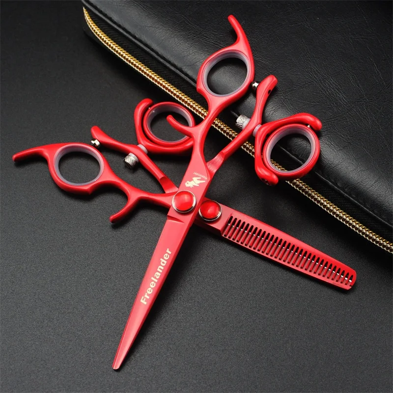 6 дюймов Япония 440C Вращающаяся ручка ножницы для волос профессиональные высококачественные парикмахерские Парикмахерские ножницы для резки Истончение - Цвет: f-6 RSETbag