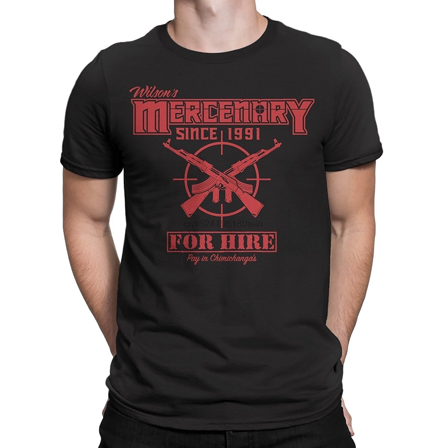Deadpool Inspired-Wade's Mercenary For Hire Men T-Shirt Pay in Chimichangas Black |