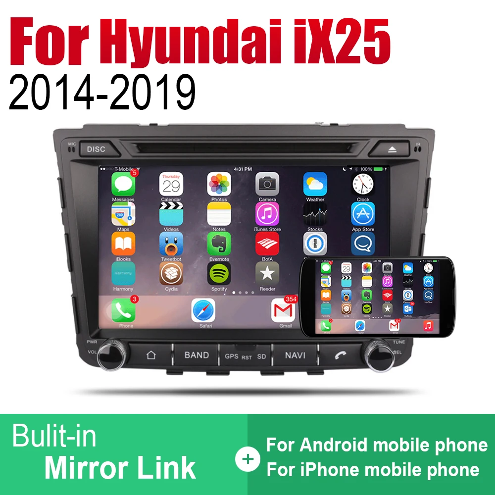 Автомагнитола 2 Din на Android для Hyundai iX25 Creta 2014 2015 2016 2017 2018 2019 автомобильный