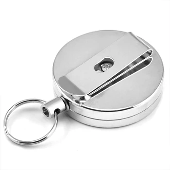 

New Steel Retractable Key Chain Recoil Key Ring Belt Clip Pull Chain Holder