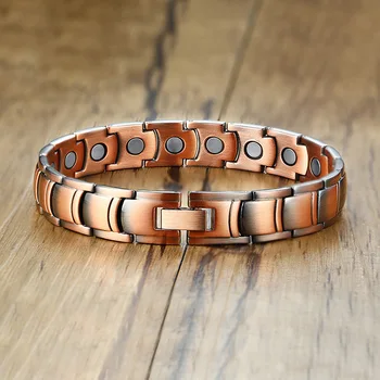 

Custom made new European and American trendy men's red copper magnet Bracelet birthday gift