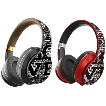 

2 Set Head Wearing Bluetooth Headset Folding Wireless Headphone Supports TF Card for Mobile Phone-Red & Black Gold