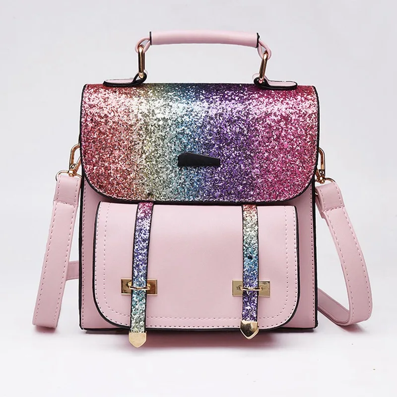 Best Fashion Sequins Women Backpacks Small PU Leather School Bags For Girls Shining Multifunctional Backpack Female Shoulder Bag