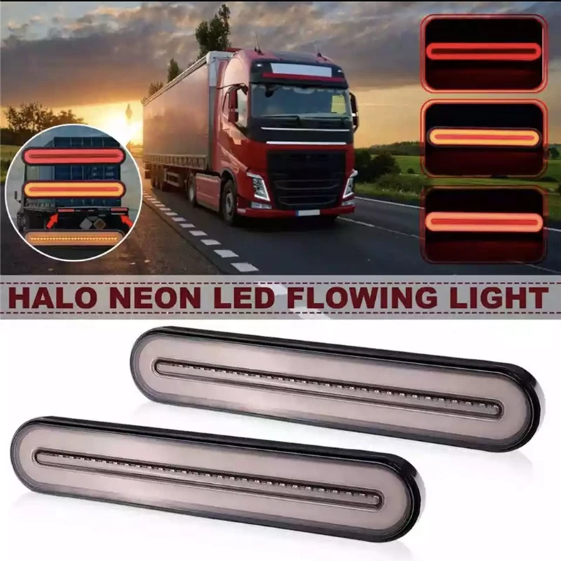 

100LEDs Two-color Light Guide Side Marker Light Turn Signal Flowing Driving Lamp Brake Tail Light for Heavy Truck Pickup Trailer