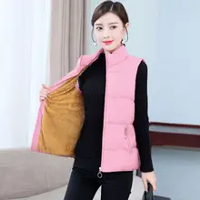 

2022 Autumn and Winter Short Vest Korean Version Loose Casual Plush Thickened Warm Sleeveless Solid Color High Collar Zipper