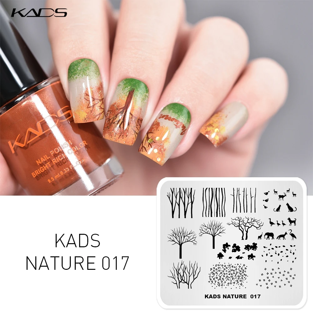 KADS NATURE 017 Stamping Plate nail art Animals Elephant Forest design nail art templates Image DIY Manicure stamp plates 4